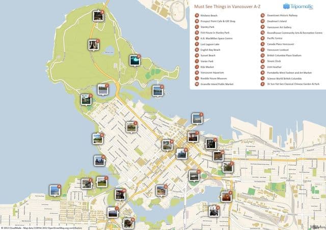 Mapa das paisagens de Vancouver