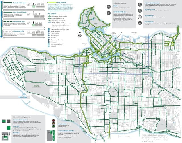 Mapa da ciclovia de Vancouver