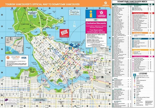 Mapa do centro da cidade de Vancouver