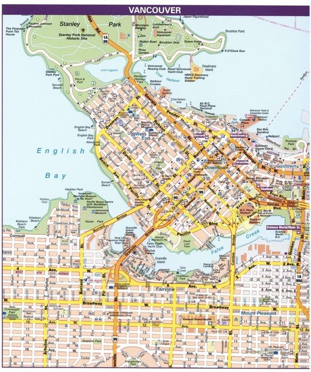 Mapa das ruas de Vancouver